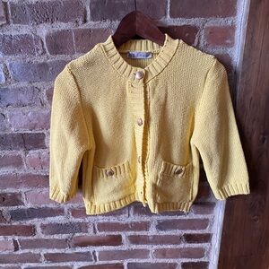 Zara Kids Bright Yellow Knit Button Cardigan